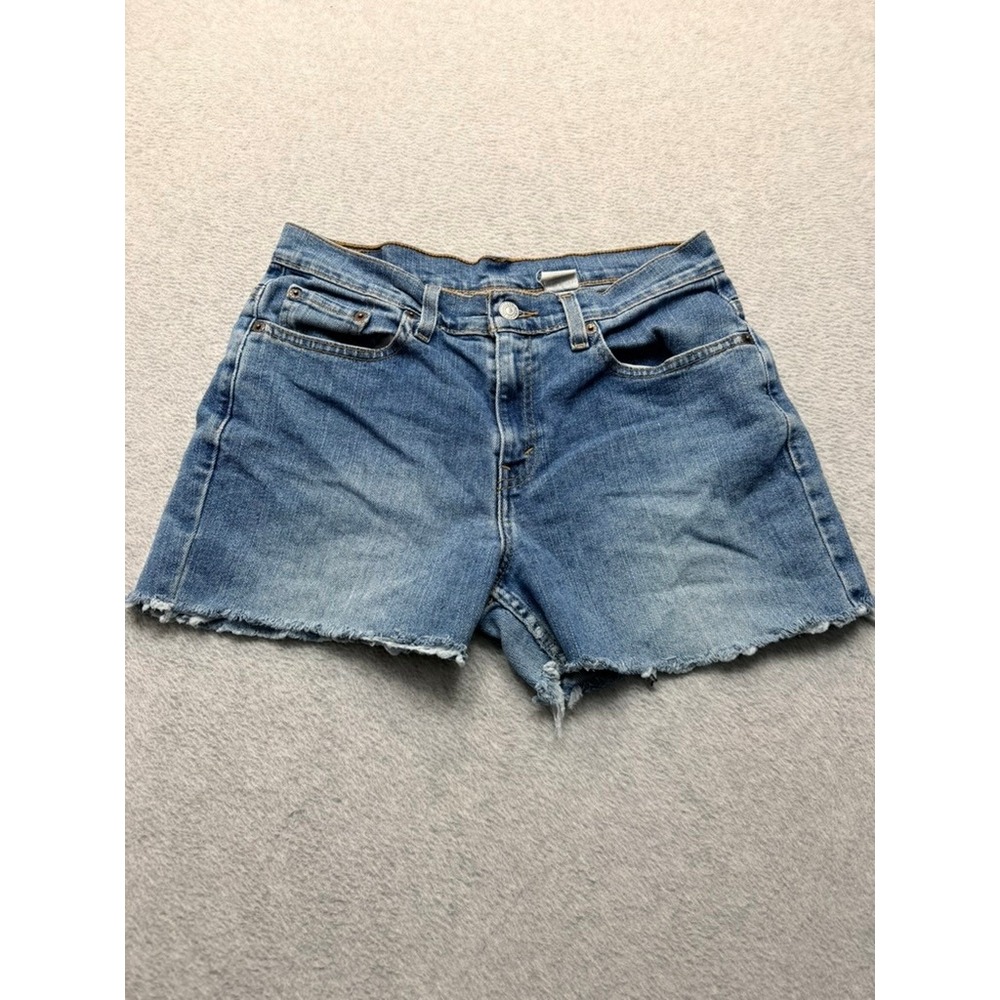 Levis 515 Womens Medium Wash Denim Cut Off Shorts Size 28 Raw Hem Mid Rise